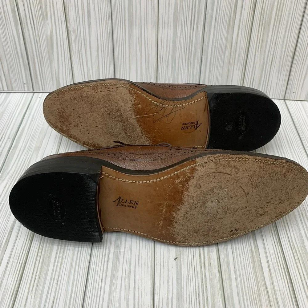 VTG Allen Edmonds 9157 MacNeil Brown Pebbled Leather Wingtip Brogue Shoes 9.5 B‎